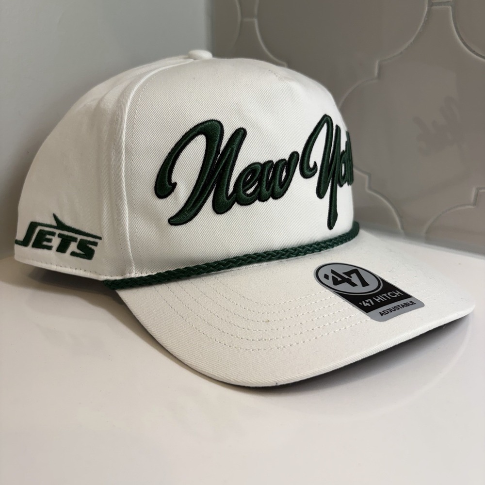 New York Jets '47 Brand White Hitch Green Rope Adjustable Snapback Hat Cap OSFM